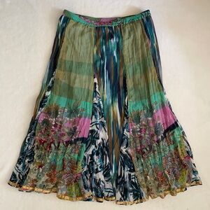Soft Surroundings | Flowy Patchwork Boho Fairy Gauzy Print Maxi Skirt (PXL)